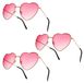 Zonnebril hartvormig, 3 stuks, roze glazen, retro-design, geschikt voor feesten
