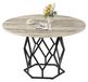 Table de salle à manger en bois massif - Table de salle à manger pour 6 personnes - Diamètre 120 cm - Plateau en bois rustique - Pieds en métal robustes - Style moderne - Gris