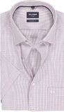 OLYMP Luxor modern fit overhemd - korte mouw - structuur - mauve paars
