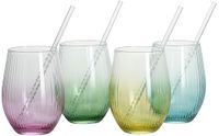 Ritzenhoff & Breker Longdrinkglazenset Color, 4-delig met glazen rietjes
