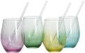 Ritzenhoff & Breker Longdrinkglazenset Color, 4-delig met glazen rietjes