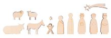 Rayher figurines de crèche, plat, décoration en bois, motifs 3D, bois certifié FSC, set 12 motifs, 1-7,5 cm, épaisseur 6 mm, 64538505