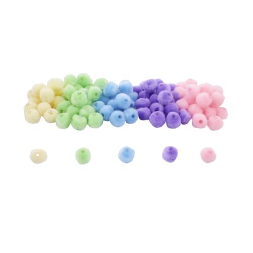 Sodertex PASTEL Pompons van acryl, met gat, 20 mm, 100 stuks, 5 verschillende kleuren