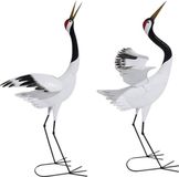 DKD Home Decor Decoratieve figuren Metaal Reiger (55 x 25 x 120 cm) (2 Stuks) Wit