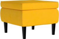 vidaXL Kruk met houten poten fluweel geel