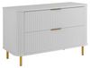 3xE living Meuble de salle de bain autoportant avec tiroirs et pieds en métal, couleur blanc, largeur 100 cm