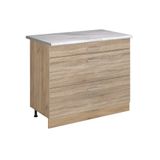 Vicco Keukenonderkast R-Line, Sonoma/Goudkleurig Eiken, 100 cm marmer werkblad