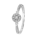Lucardi Dames 14K witgouden entourage ring met 23 diamanten (0,10ct)