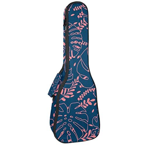 Mersov Tenor Ukulele Gigbag Waterdichte Ukelele Case Gewatteerde Rugzak, Geweldig voor Sopraan Concert (21/23/24") Tropisch Marineblauw blad