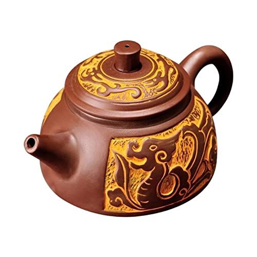 RORA Assassins handgemaakte keramische magische theepot voor drie drankjes in één pot, Chinese twee-hart theepot met mini-trechter, 473 ml