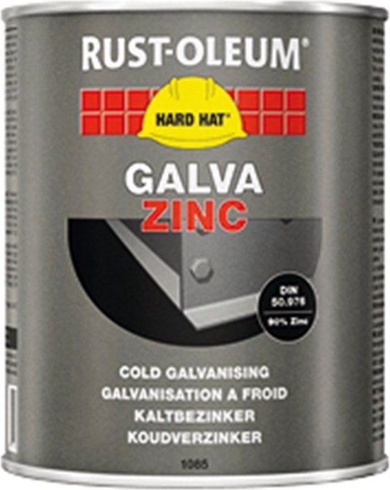 Rust-Oleum Hard Hat Zinc - Matgrijs - 1L - Grondverf - Voor buiten