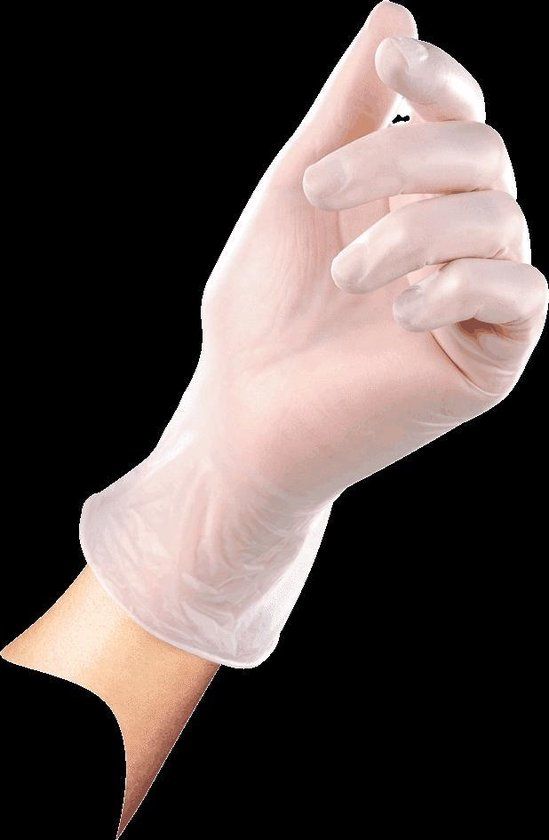 Wegwerp handschoenen vinyl 100 stuks SensaNyl P, gepoederd, transparant, maat S