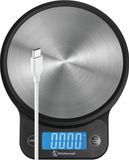 Kitchenwell Digitale Precisie Keukenweegschaal – Weegschaal Keuken - 1gr - 10kg – Tarra Functie - Batterij en USB - Grijs