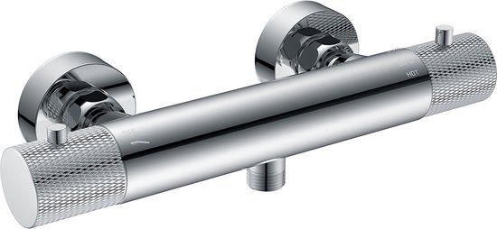 Wiesbaden Ribbd Thermostatische Douchemengkraan - Chroom - 15 cm Hartafstand