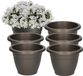 PlasticForte Plantenpot - 6x - antraciet - 14 cm - 1L - kunststof - voor buiten