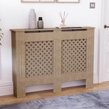 Vida Designs Oxford Radiatorombouw Unfinished - Middel - Traditioneel kruispatroonontwerp voor optimale warmtecirculatie - H82xW111xD19cm - Ongeschilderde MDF-kast Ideaal voor woonkamer en gang