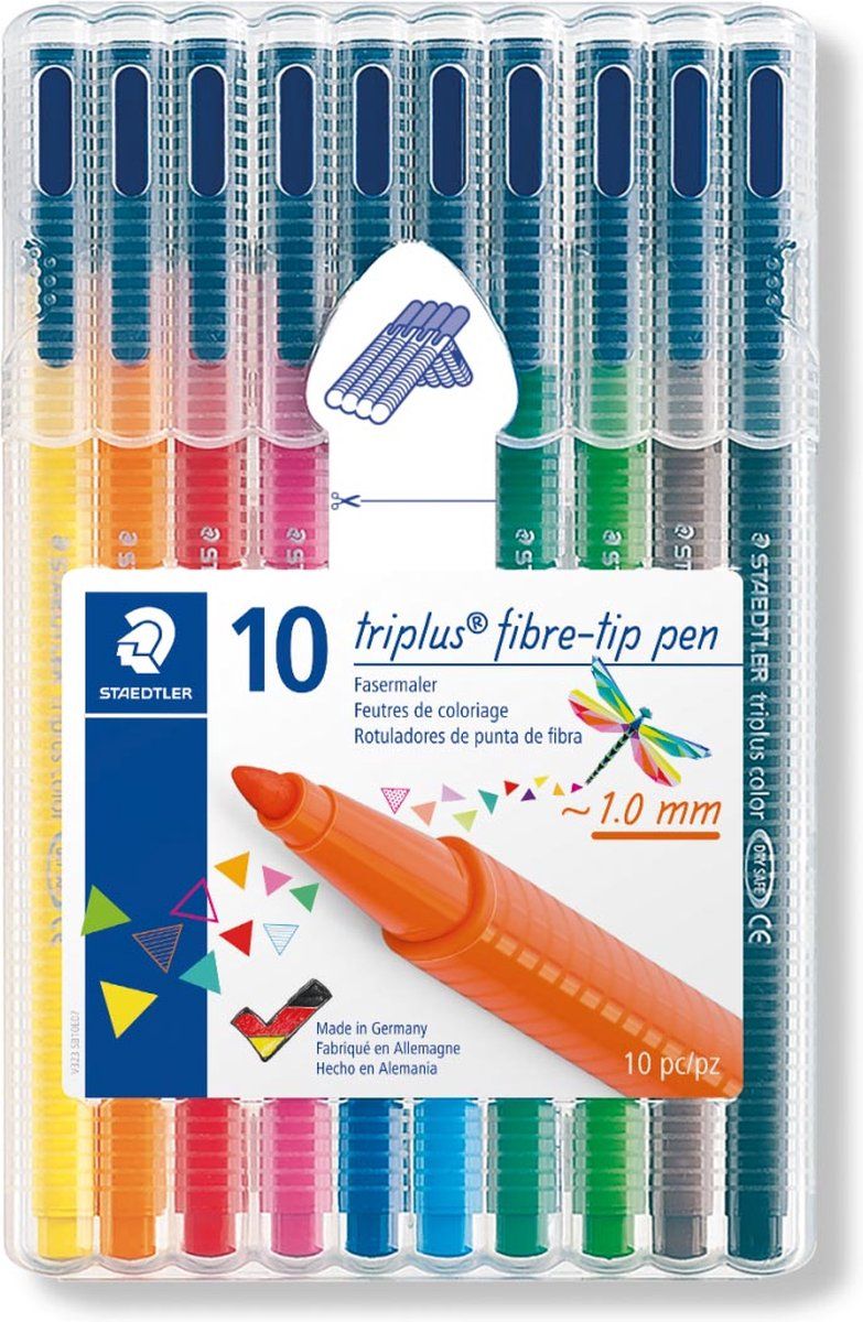 Staedtler viltstift Triplus Color, opstelbare box met 10 kleuren 10 stuks