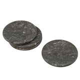Creative Home Echte Houtskool Marmer Steen Onderzetters (Set van 4), 10,2 cm, Grijs