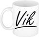 Bellatio Decorations Vik Naam koffiemok - beker - met sierlijke letters - wit