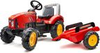 Falk Supercharger tracteur à pédales rouge avec remorque