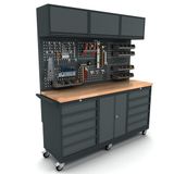 Bullram Icecat Verrijdbare werkbank 2 deuren 2 x 5 laden kast incl. gereedschapswand en bovenkast
