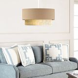 lux.pro Stijlvolle hanglamp binnenverlichting hanglamp E27 kunststof stof hoogte 70 cm wit beige geel