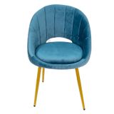 Clayre & Eef Eetkamerstoel - Blauw - Metaal - 58x65x85 cm