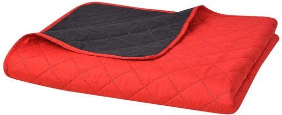 vidaXL Dubbelzijdige quilt bedsprei rood en zwart 220x240 cm