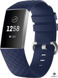Strap-it Fitbit Charge 4 silicone band - donkerblauw - Maat: L