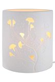 GILDE Ginkgo Tafellamp, decoratieve tafellamp, porseleinen decoratie met gatenpatroon, hoogte 20 cm