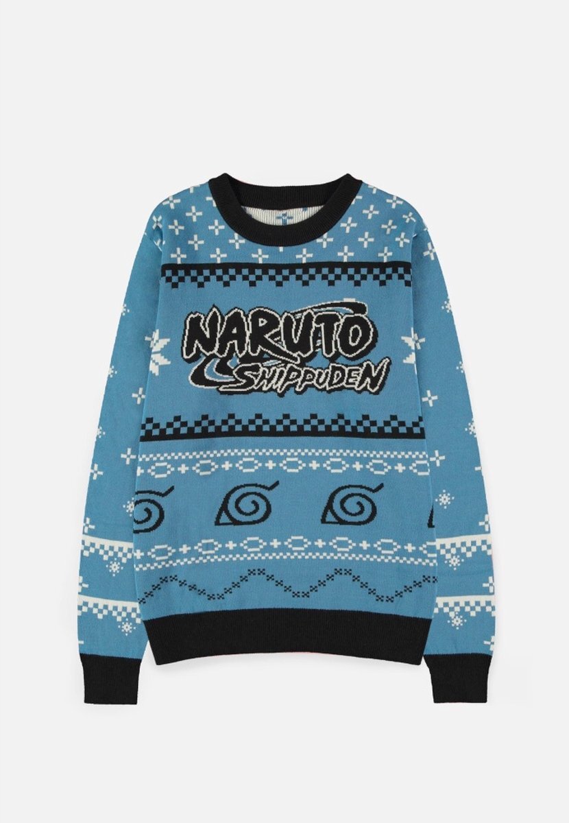 Difuzed Naruto Shippuden Kersttrui -M- Logo Blauw