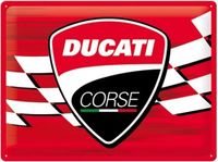 Nostalgic Art Merchandising Metaal Bord 30 x 40cm Ducati Corse - Logo Racing Flag