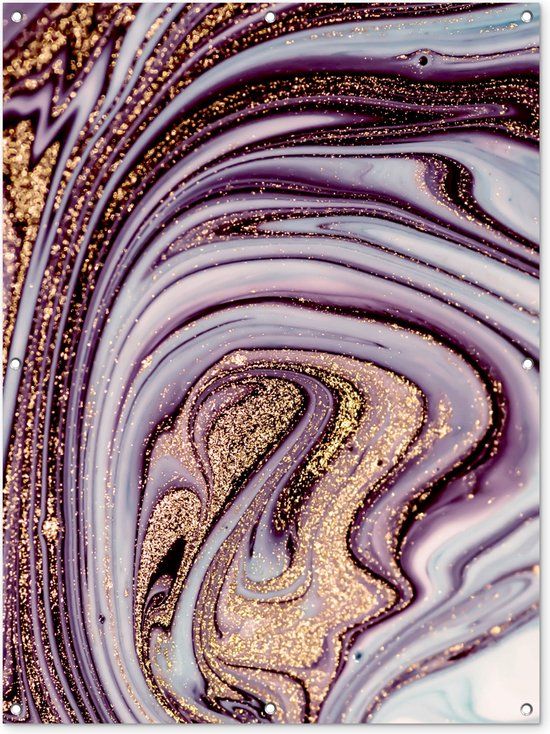 GreatGardenPosters Tuinposter - Marmer Roze Goud Glitter - 90x120 cm - Buiten
