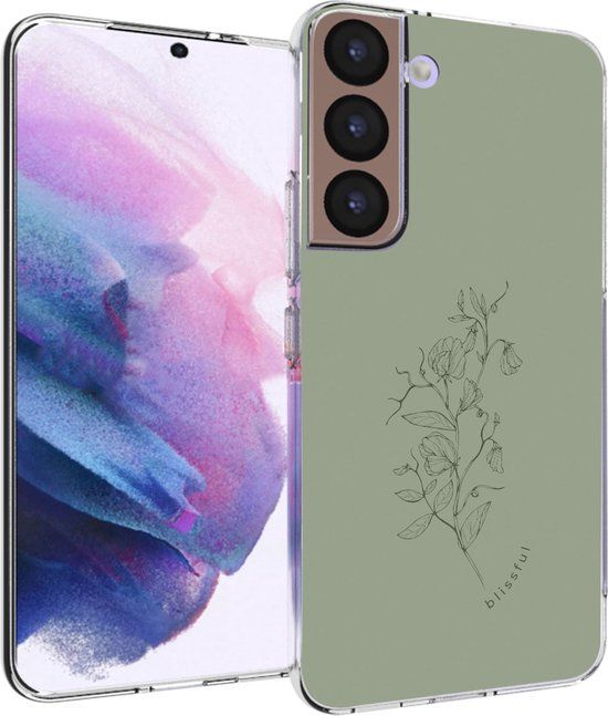 iMoshion Hoesje Samsung Galaxy S22 - Siliconen Back Cover - Floral Green