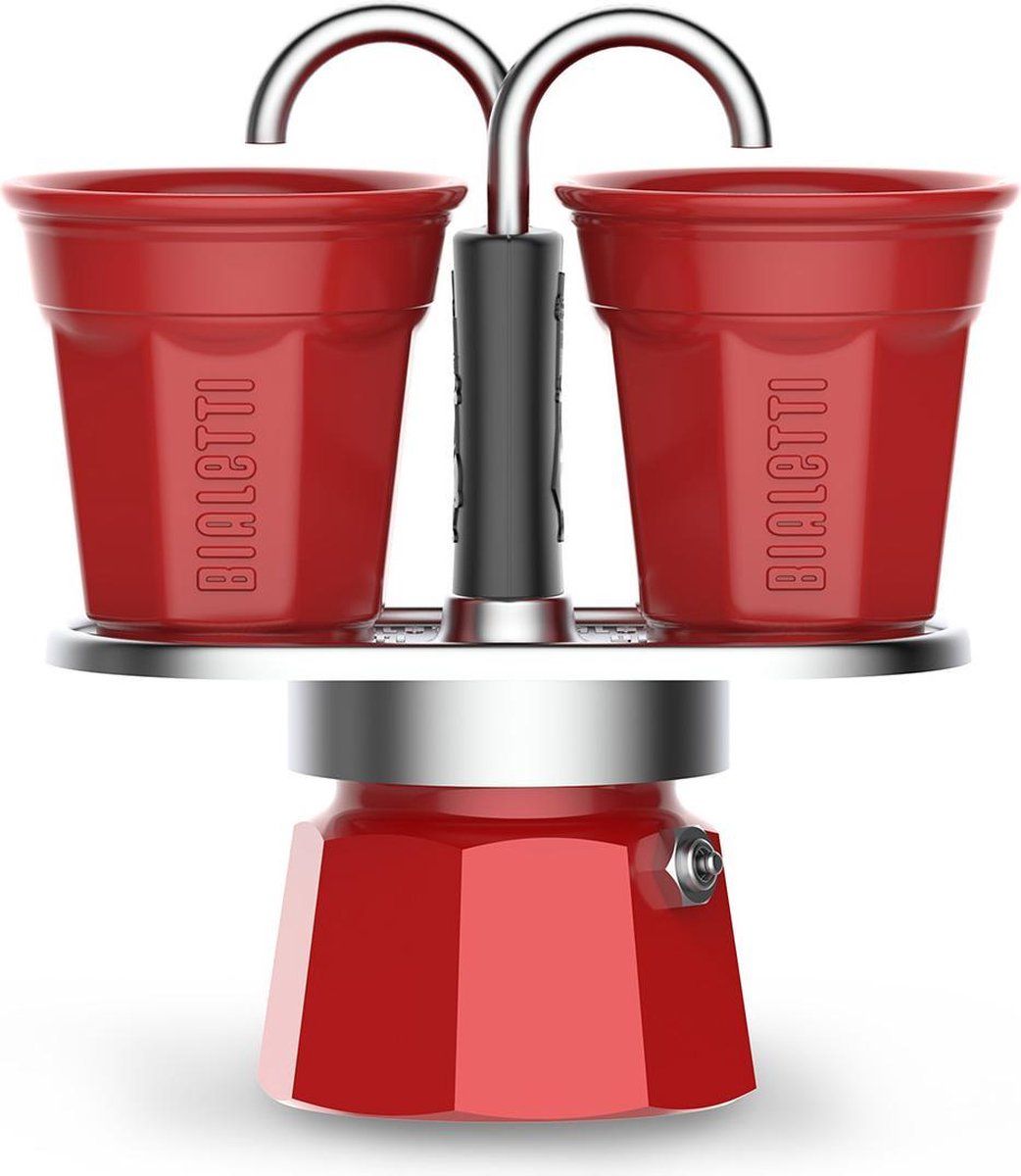 Bialetti Mini Express Rood met 2 kopjes - 2-kops