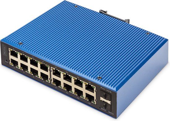 Digitus DN-651158 - Netwerkswitch - Managed - Power over Ethernet (PoE) - 16 poorten - Zwart/Blauw