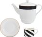 Mikasa Luxe Deco China Thee voor één set, theeset voor één met theepot, kop en schotel, stapelbare theeset, vaatwasmachinebestendig