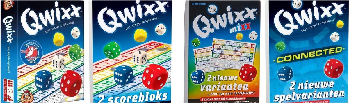 white goblin Dobbelspel Qwixx + Qwixx Scorebloks + Qwixx Mixx + Qwixx Connected