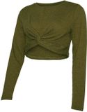 MAMALICIOUS MLMELONI LS CROP TOP NOOS Dames Blouse L Sphagnum