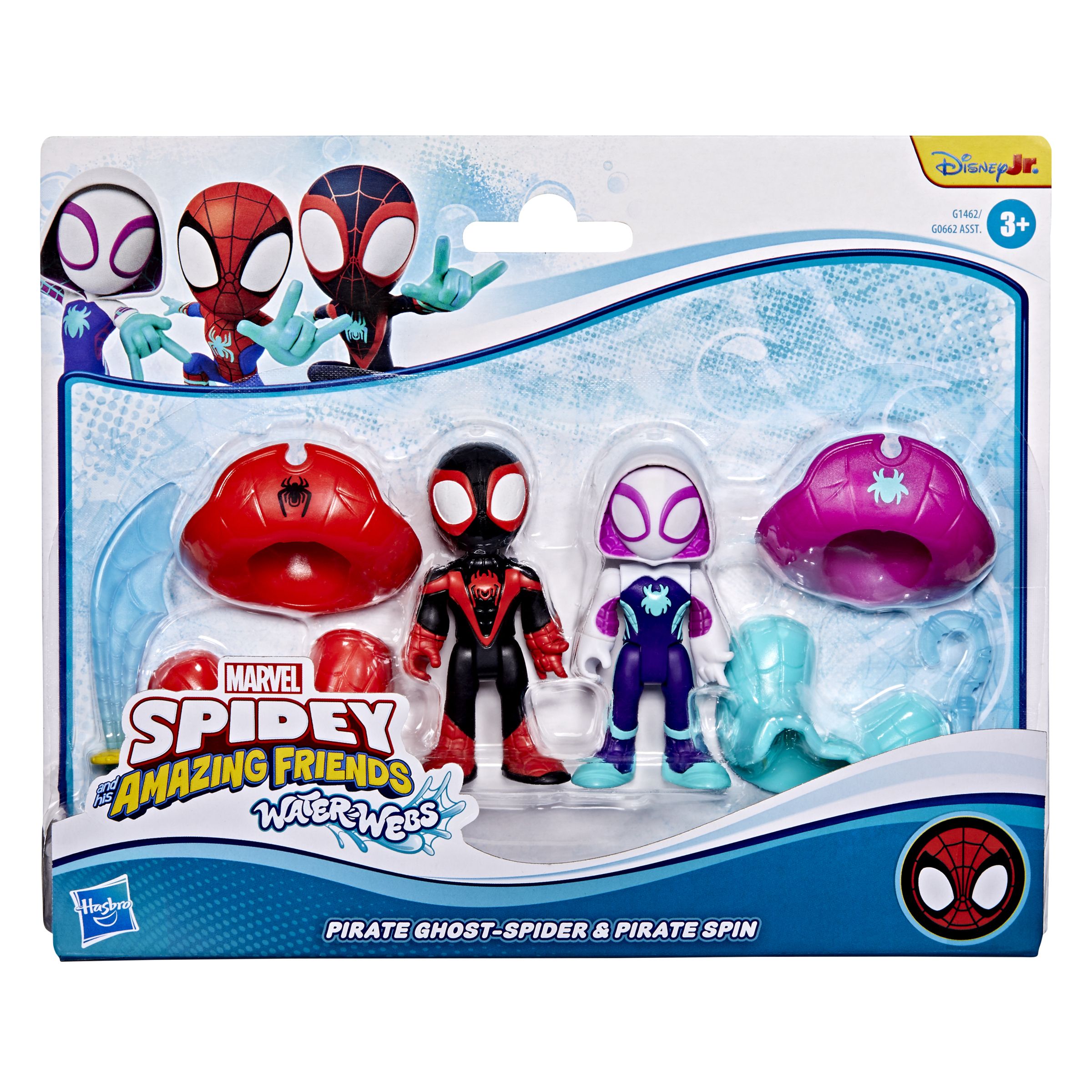 Hasbro Marvel Spidey and His Amazing Friends Water-Webs Pirate Spin en Pirate Ghost-Spider Actiefiguur