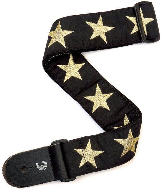 Planet Waves D'Addario Gitaarriem van geweven nylon, gouden sterpatroon, verstelbare lengte 89-151 cm