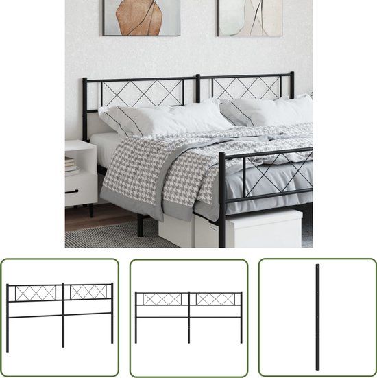 vidaXL Hoofdbord - Metaal - Zwart - 180 cm