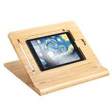 ELETIUO Tabletstandaard, verstelbaar, opvouwbaar, bamboe houten organizer met meerdere hoeken, voor iPad, stabiel voor tekenen, kijken, typen (ondersteuning voor meerdere apparaten)