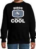 Bellatio Decorations Shoppartners Bv Dieren vogels sweater zwart kinderen - birds are serious cool trui jongens/ meisjes - cadeau jan van gent vogel/ vogels liefhebber - kinderkleding / kleding 134/146