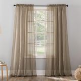 Nr. Erica Nr. 918 Crushed Texture Sheer Voile Rod Pocket Curtain Panel, 51 inch x 63 inch, zwart