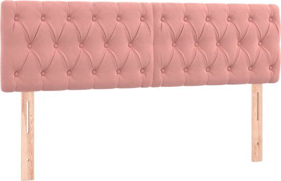 vidaXL Hoofdbord 144x7x78/88 cm fluweel roze