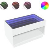Icecat Table Basse Table De Salon Table De Café Avec LED Infini Blanc 90x50x50 cm