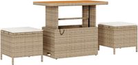 vidaXL Tuinset, 3-delig, beige, polyrotan
