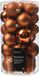 Decoris Boules de Noël - 30 pièces - 4, 5 et 6 cm - Cuivre/Cognac brun - Plastique