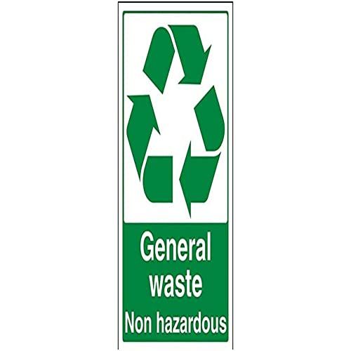 VSafety General Waste, Non Hazardous Recycling Sign - 200mm x 300mm - 1mm Rigid Plastic